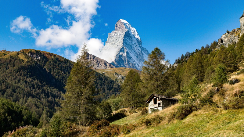 mountain range, mountain, sky, environment, scenics - nature, outdoors, mountain peak, idyllic, no people, switzerland, non-urban scene, plant, built structure