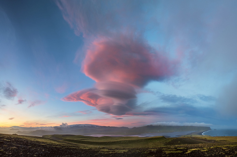 lenticular clouds, landscape, hills, 1080P, nature, shore, sunrise