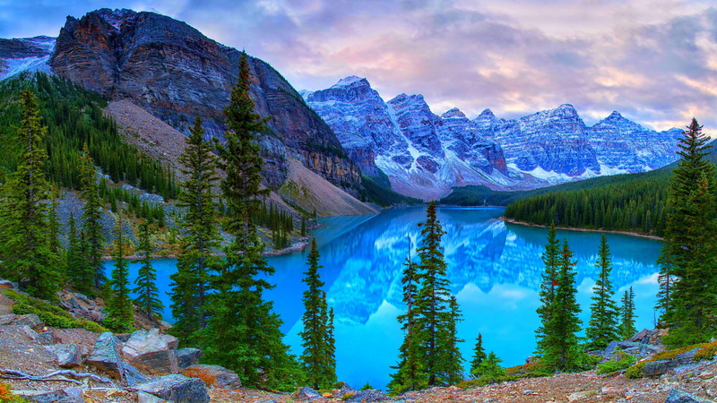 moraine, mountains, banff, nature, fir, parks, canada, 4K, lake, scenery