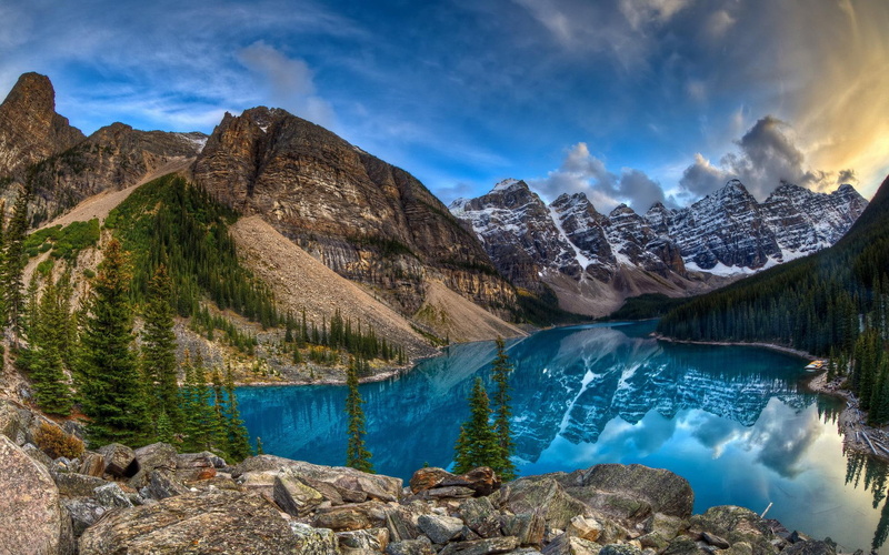 nature, moraine, mountain, canada, landscape, 1080P, lake