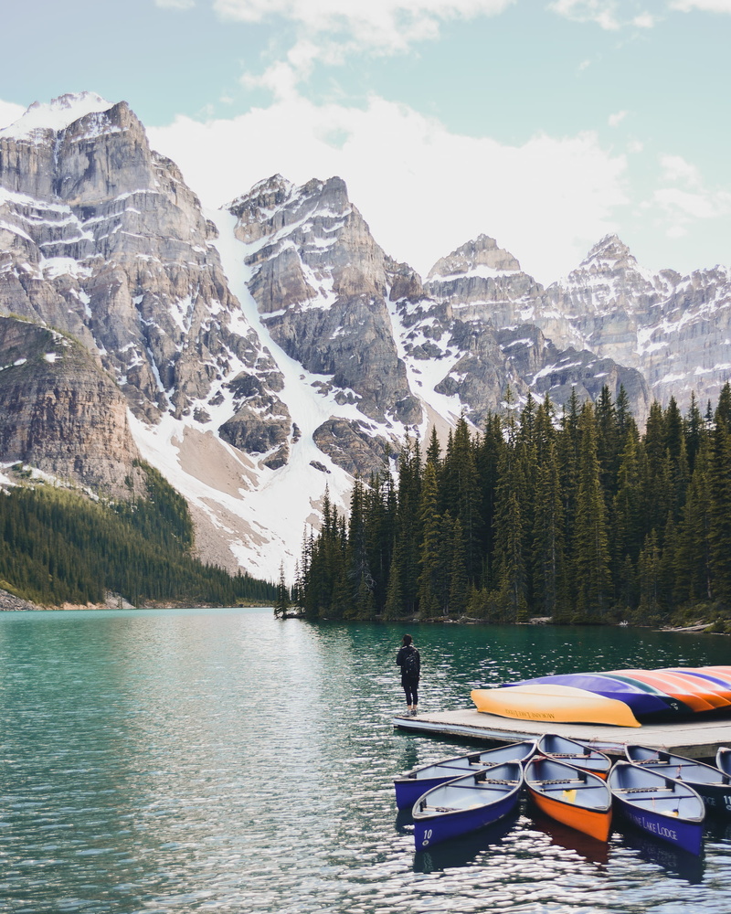 banff, tourism, lake, man, park, recreational Pursuit, boat, nautical Vessel, rocky Mountains, canadian Rockies, vacations, canoeing, beauty In Nature