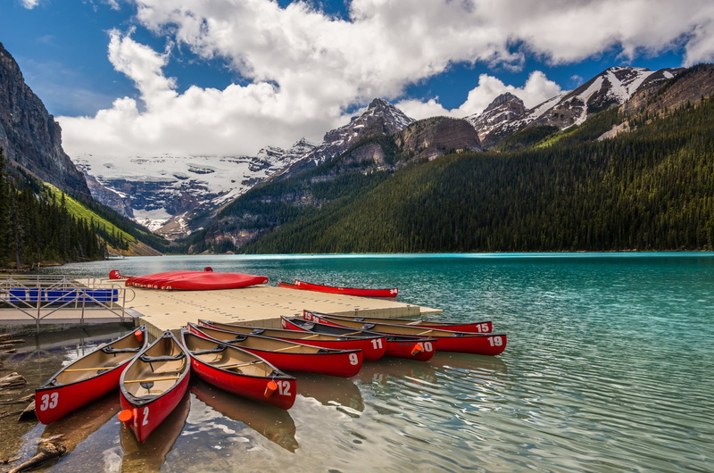 landscape, moraine Lake, 1080P, tourism, cloud - sky, jasper - Canada, water, canoe, dolomites, summer, non-urban scene, european Alps, beauty In Nature