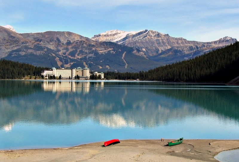 rocky Mountains, building exterior, nature, environment, majestic, tree, beauty In Nature, scenics, mountain Range, alberta, Landscape, Lake Louise, day