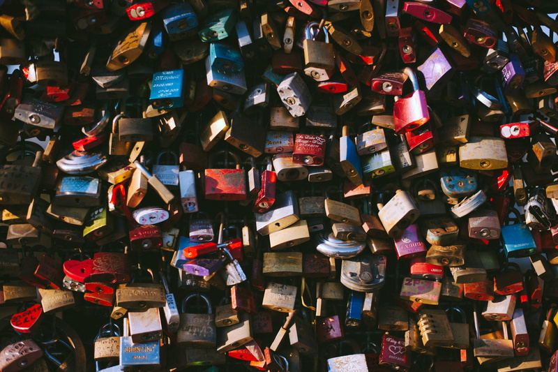 multi colored, padlock, protection, Love locks, choice, railing, night, full frame, large group of objects, metal, valentines, various, positive emotion