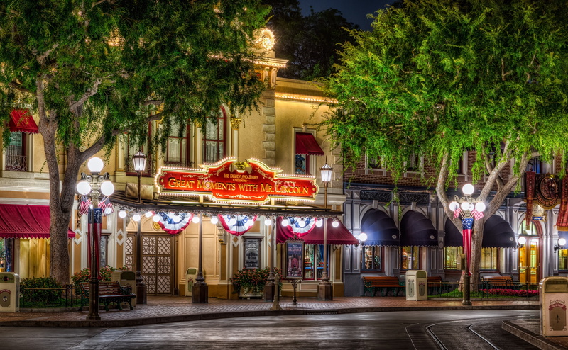 plant, 4K, lighting equipment, growth, Mister Lincoln, lincoln, building exterior, transportation, city, built structure, Disneyland, United States, tree