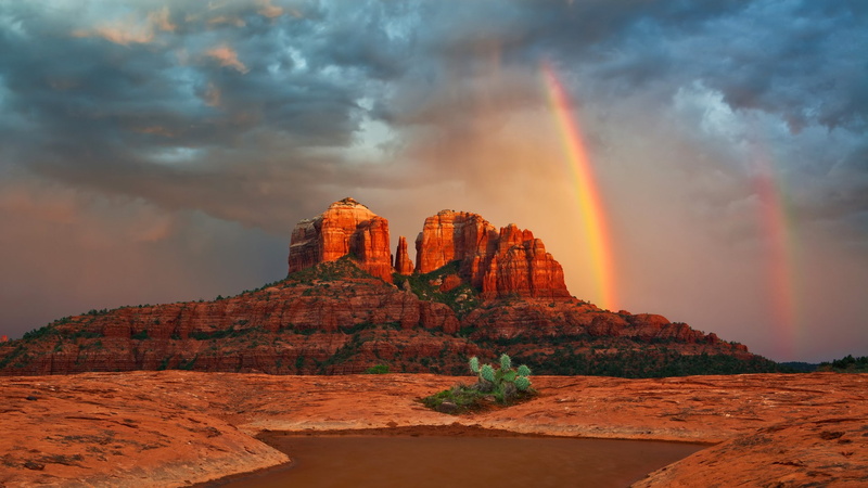 idyllic, sunset, outdoors, eroded, sky, rock - object, cloud - sky, no people, environment, geology, beauty in nature, rainbow, solid, USA, non-urban scene