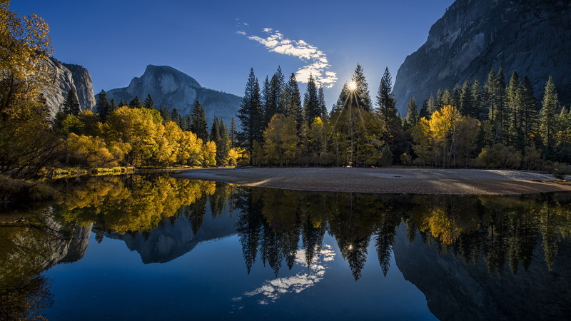 2K, National, Mountains, Yosemite, Park, Forest, California, trees, tall, Sunrise, ans, Lake, photo
