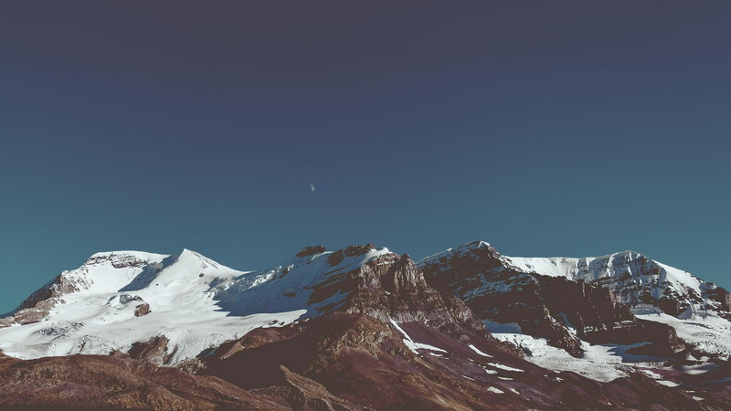 range, tranquility, scenics - nature, moon, astronomy, nature, snowcapped mountain, beauty in nature, winter, copy space, Rocky Mountains, mountain peak