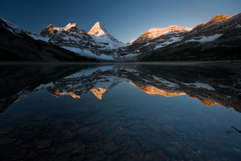 reflection, blue, body of water, magog, british columbia, mountain, assiniboine, water, nature, snow, lake, landscape, rocks, scenics, 720P, mountain Peak