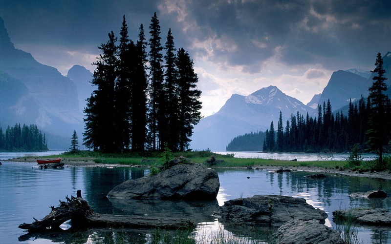 spirit, landscapes, lake, jasper, maligne, alberta, national, park, 720P
