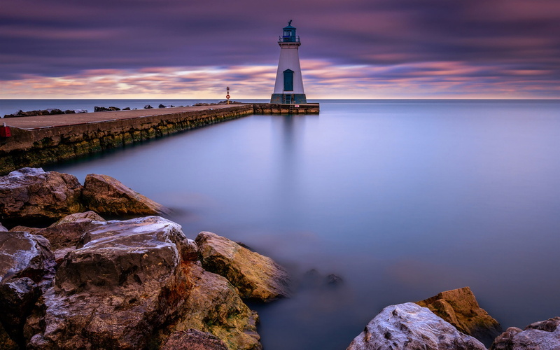 Port, Lighthouse, Lake, Dalhousie, Canada, Dawn, 1080P, Ontario