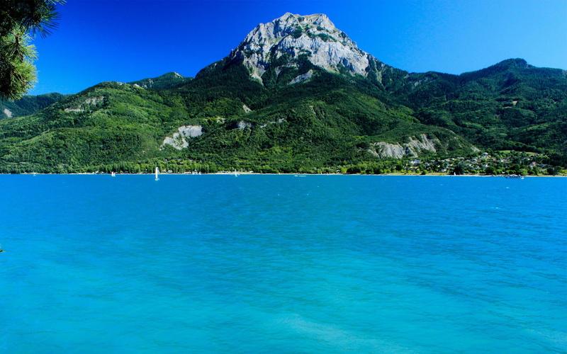 fores, beautiful, mountains, du, town, water, lac, 3d and abst, poncon, nature, blue, 2K, lake, sailboats, serre, breathtaking, body