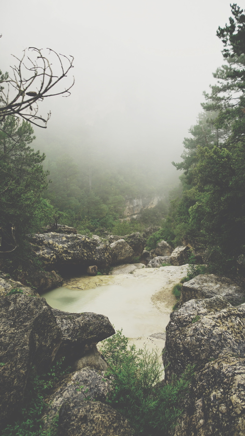 sky, nature, fog, fores, outdoors, non-urban scene, tranquil scene, mountain, tree, lake, scenics - nature, la febró, 4K, land, tranquility, plant, water