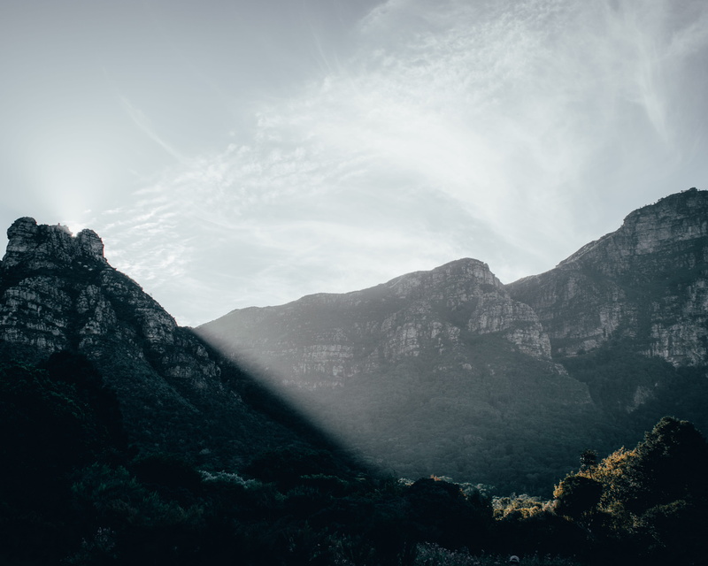 mountains, cape town, non-urban scene, beside, no people, flare, idyllic, mountain peak, remote, land, tree, scenery, nature, south africa, mountain, 4K