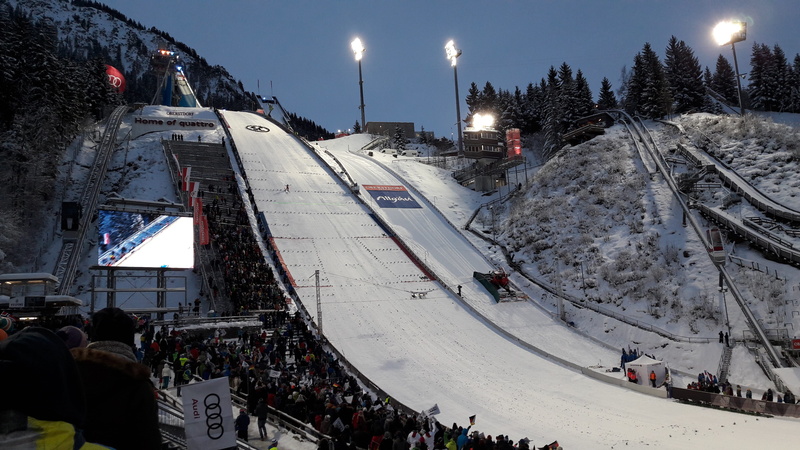 snow, sport, group of people, 4K, crowd, street, cold temperature, city, large group of people, alpine, winter, night, nature, architecture, ski jumping