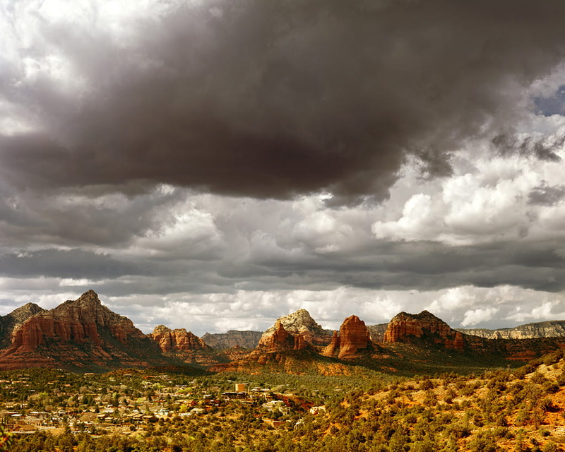 sedona, environment, outdoors, solid, rock, ominous, scenic, climate, travel, cloudscape, storm cloud, mountains, valley, photos, non-urban scene, arizona