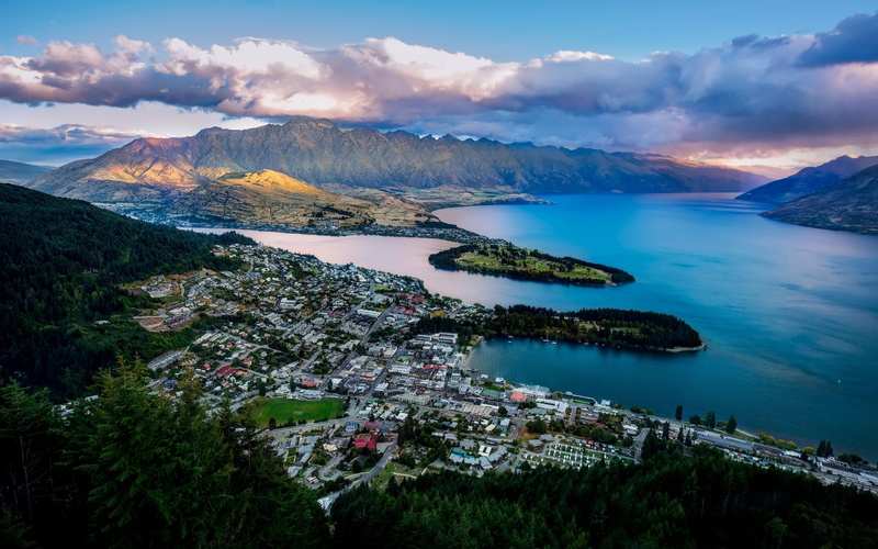 New, 2K, Wakatipu, Lake, Mountains, Queenstown, Bay, Zealand, City