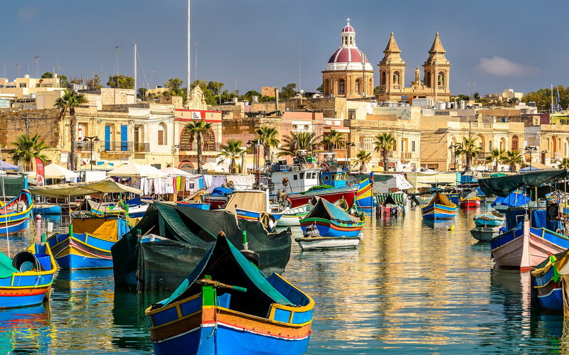 1080P, bay, boats, buildings, Marsaxlokk, Malta, Marsaxlokk Bay