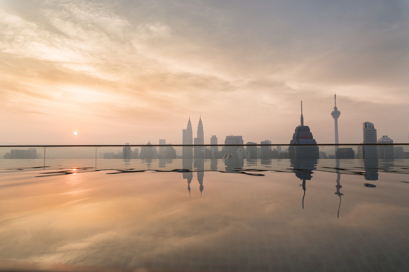 waterfront, city, coastline, dusk, beauty in nature, surface, sunset, landscape, colorful, malaysia, panoramic, pool, coast, seashore, cloud, ocean, hotel