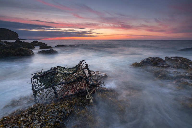 evening, rock - Object, lapse, beach, seaweed, outdoors, lobster pot, sea, stones, long exposure, coastline, Anglesey, seascape, time, orange, orange sky