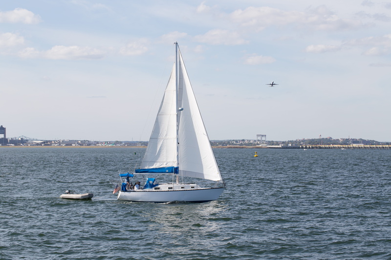cloud - sky, day, 5K, sailboat, incidental people, yachting, travel, pole, sea, nature, outdoors, mode of transportation, sailing, nautical vessel, boston harbor