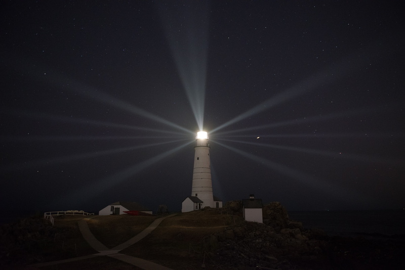 sky, massachusetts, signal, built structure, seascape, safety, stage - performance space, laser, projection equipment, coast guard, historic, coast, outdoors