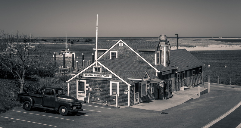 restaurant, black and white, road, water, day, built structure, usa, outdoors, peninsula, mode of transportation, chatham, tourist, ship, boat, united states