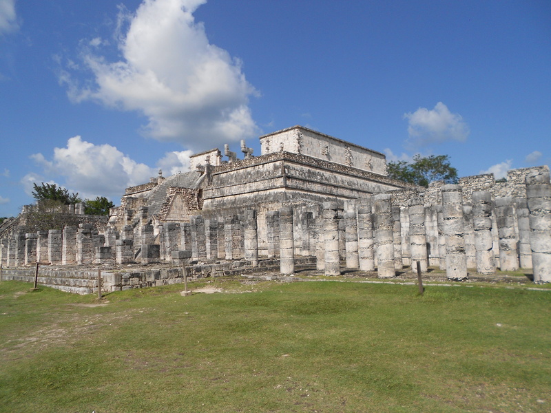 architecture, grass, old Ruin, the Past, architectural Column, cumulus, Columns, no people, day, 4K, ancient Civilization, Chichén Itzá, roman, famous Place