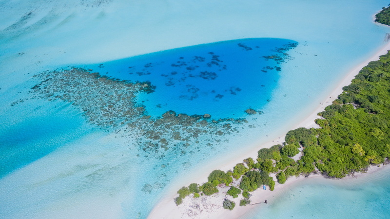 water, outdoors, sand, sea, tranquility, nature, day, plant, turquoise colored, idyllic, aerial view, beach, trees, blue, island, tranquil scene, 4K, land