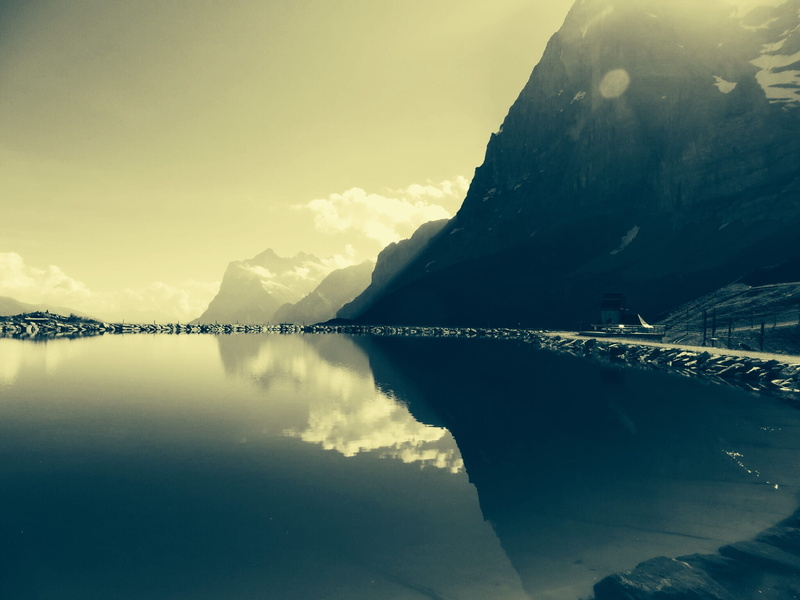 mirror, eiger, cloud - sky, lake, nature, idyllic, landscape, mountain, day, photography, calm, mountains, tranquil scene, sunset, tranquility, 1080P
