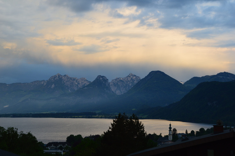 austria, alpine, mountains, lake, non-urban scene, tree, sparber, evening rest, landscape, water, idyllic, clouds, plant, mountain range, scenics - nature