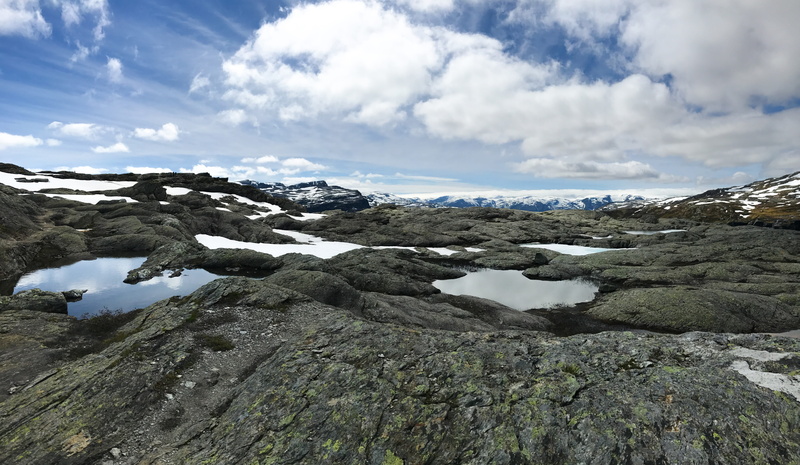water, winter, trolltunga, fjord, lake, day, rock - object, 5K, non-urban scene, solid, snow, rocks, snowcapped mountain, tranquility, sky, no people