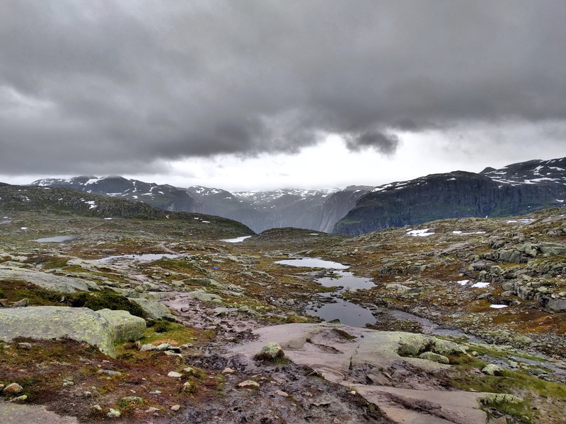 cloud - sky, norway, 4K, solid, scenics - nature, sky, trolltunga, cold temperature, rock, overcast, snowcapped mountain, scenic, hike, landscape, path