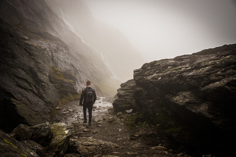 full length, foggy, walking, trolltunga, fog, solid, nature, leisure activity, hiking, desolate, rock, rock - object, activity, outdoor, unknown, outdoors