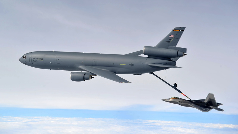 Jet Fighter, aircraft, 4K, US Air Force, f, Mid, McDonnell Douglas KC, air refueling, 3840x2160 px, 22 Raptor, Military Aircraft