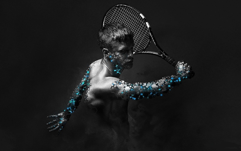 tenis, 1080P, black, man, dark, sport, player, fantasy, male