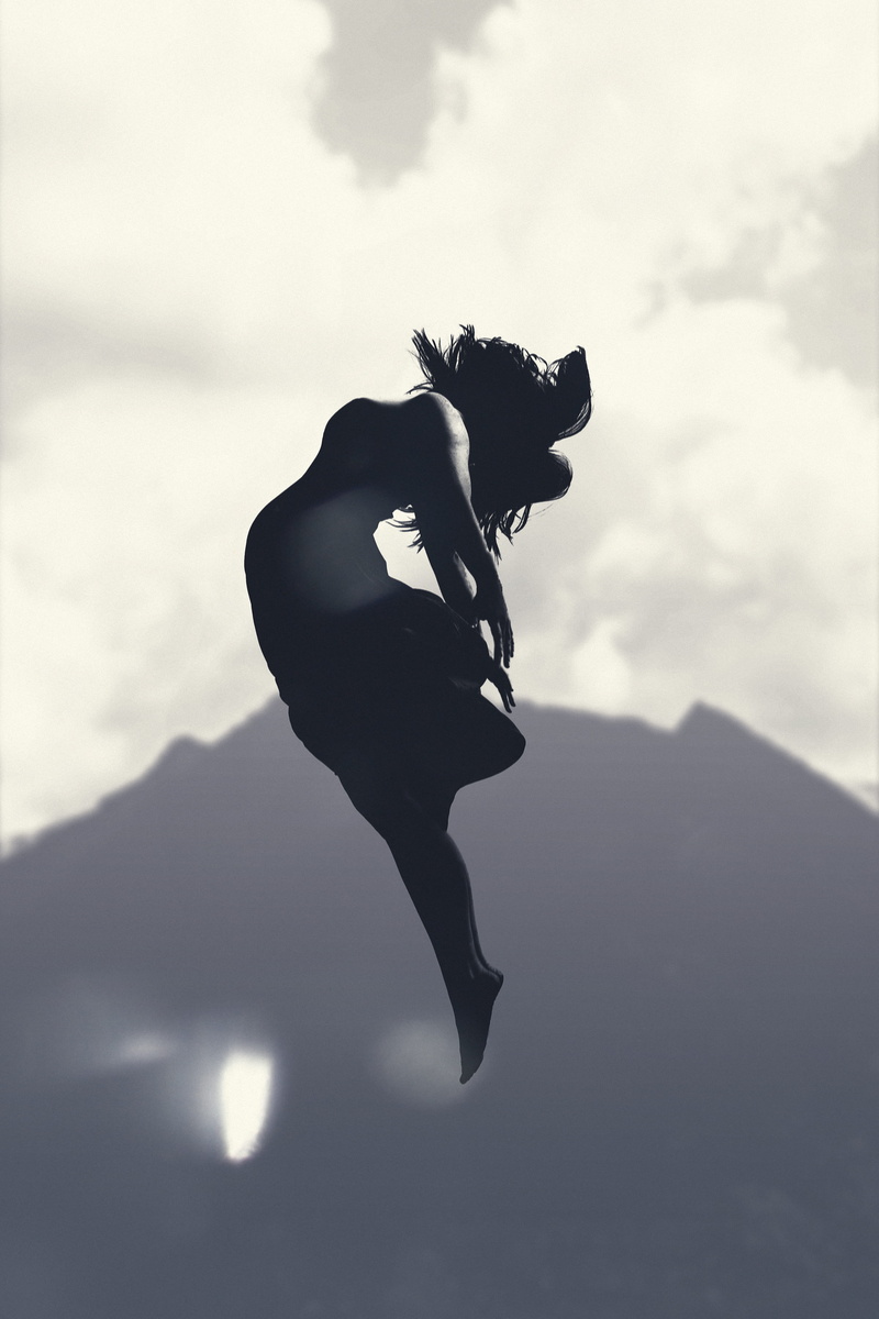 love, girl, nature, morocco, full length, jumping, fog, lifestyles, black, 4K, hair, mid-air, day, daytime, woman, representation, side view, mid, silhouette