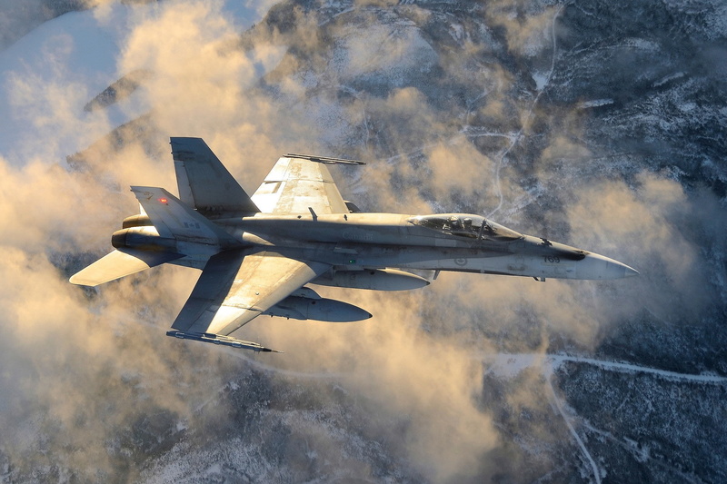 McDonnell Douglas FA-18 Hornet, sky, landscape, jet fighter, airplane, 1080P