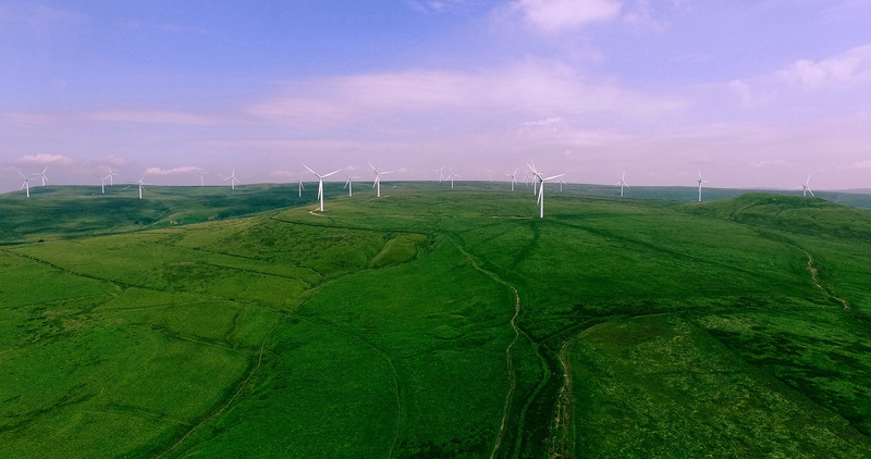 photography, tranquility, renewable energy, turbine, innovation, flying, field, landscape, power supply, quadcopter, green color, sustainable resources