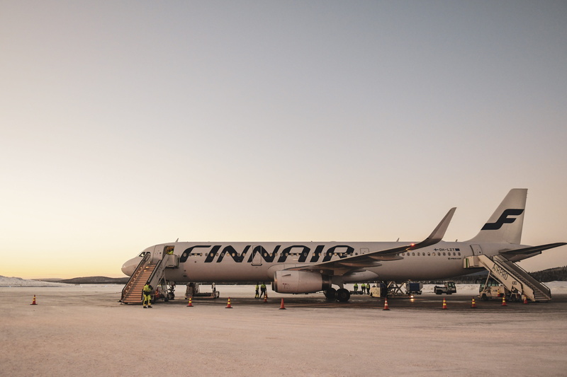 sunset, sky, travel, finnair, outdoors, airplane, copy space, nature, 5K, air vehicle, no people, white, mode of transportation, communication, architecture