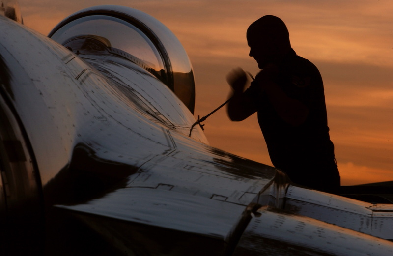 standing, airplane, people, nature, military, Maintenance, 2K, one man only, canopy, sky, silhouette, paper, sunset, mode of transportation, aircraft