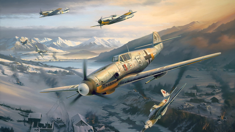 single-engine piston fighter-low, Dogfight, Luftwaffe, IL-2, Messerschmitt Bf.109, 1080P, Air force, The battle for the Caucasus