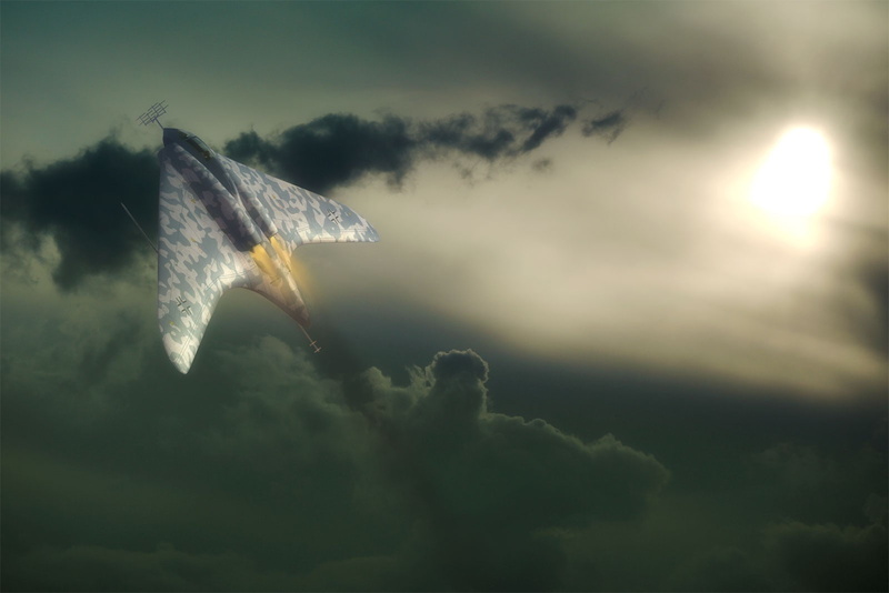 sea, sky, nature, night, sun, low angle view, scenics - nature, airplane, outdoors, Horten Ho 229, glowing, Luftwaffe, sunlight, motion, 720P, tranquility