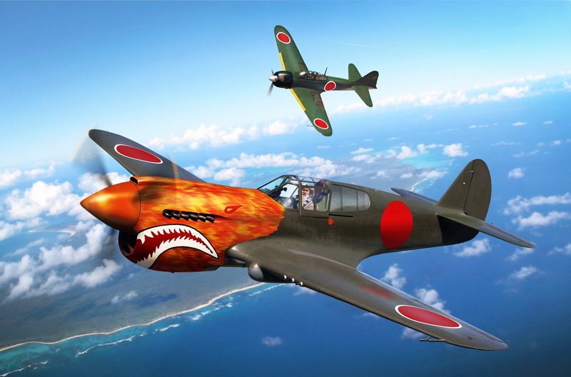 P-40 Warhawk, Trophy, The second World war, The Navy of Imperial Japan, Mitsubishi, Zero, Curtiss, 1080P, A6M Reisen, piston fighter monoplane