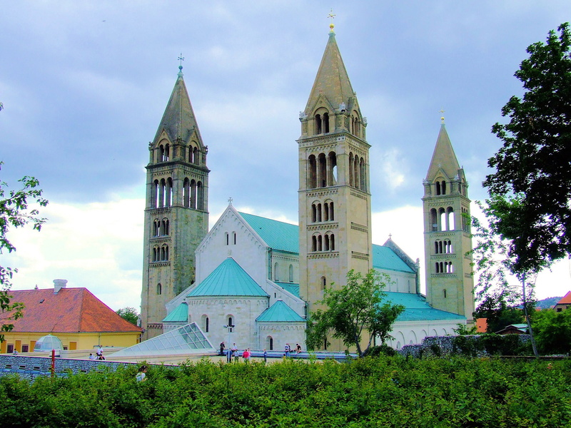 Cathedral, built Structure, day, christianity, history, clouds, belief, tree, Pecs, plant, cloud - sky, religion, church, building Exterior, tower, Hungary