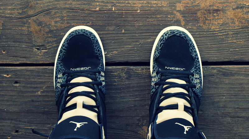 2K, shoelace, human foot, Air Jordan, shoe, leather, directly above, human body part, low section, Jumpman, unrecognizable person, jeans, wood, human leg