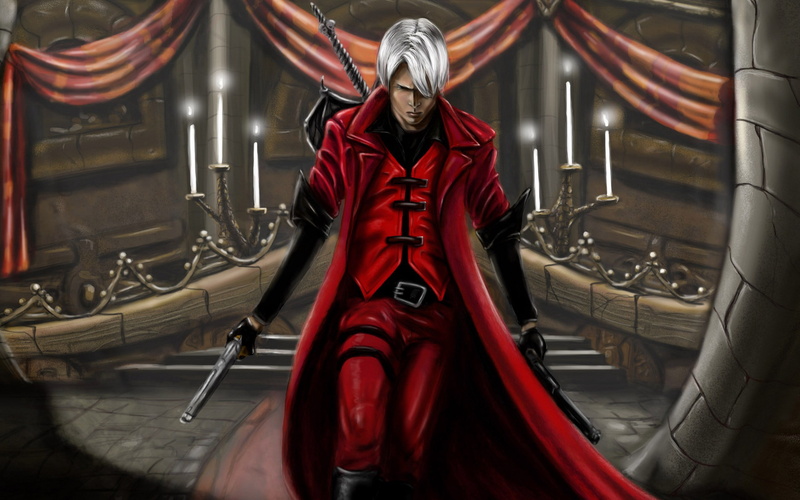 front view, wearing, suit, male, cape, mask, looking at camera, red, pistol, real people, lifestyles, one Person, devil may cry 1, portrait, women, illuminated