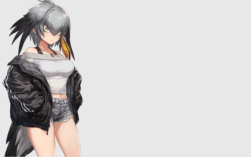 anime girls, Streetwear, 1080P, anime, smoke background, Kemono Friends, Shoebill (Kemono Friends)