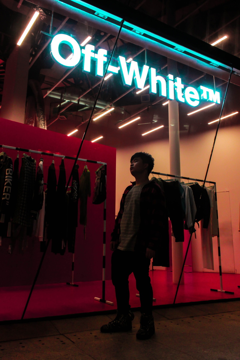 store, consumerism, shopping, sneeakerhead, night, one person, western script, hype, full length, fashion, neon, mannequin, malaysia, kuala lumpur, clothing