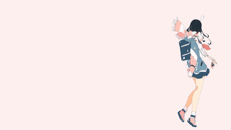 pink background, original characters, anime, school uniform, Streetwear, anime girls, 4K